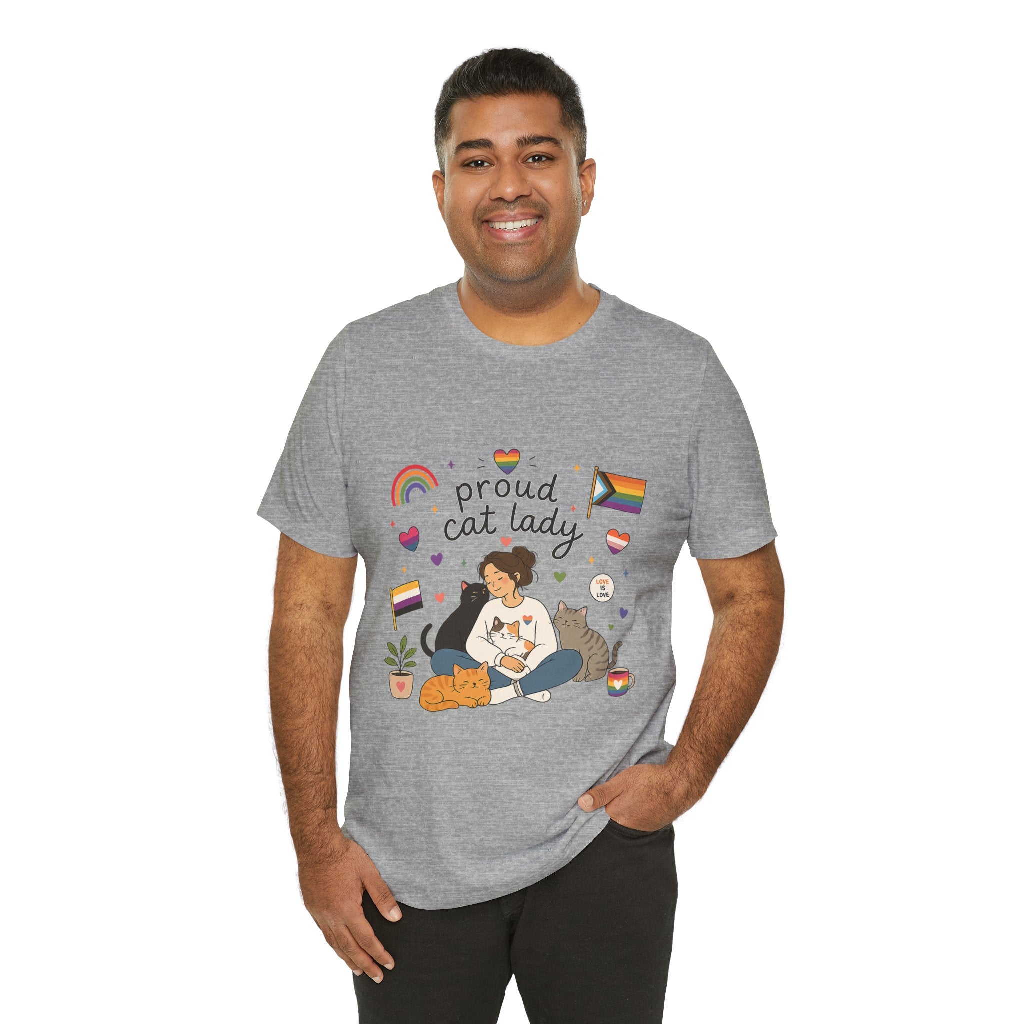 T-Shirt - Proud Cat Lady | LGBTQ+ Pride Cat Lover Shirt