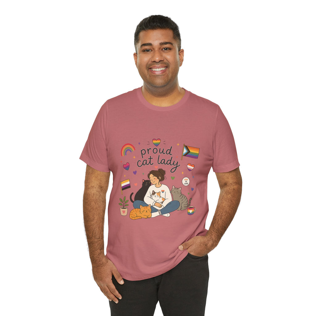 T-Shirt - Proud Cat Lady | LGBTQ+ Pride Cat Lover Shirt