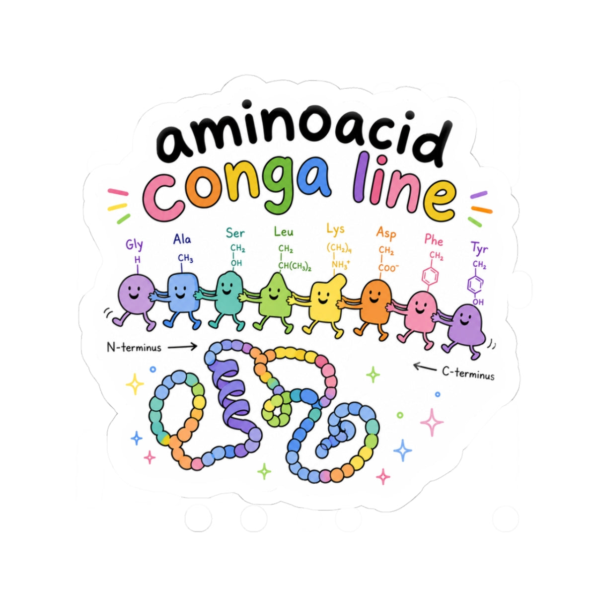Sticker - Amino Acid Conga Line | Cute Protein Science