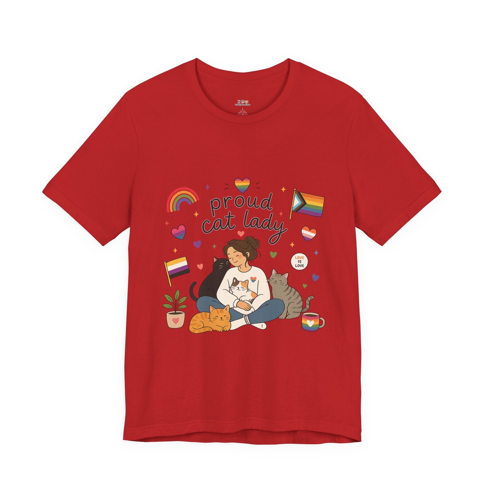 T-Shirt - Proud Cat Lady | LGBTQ+ Pride Cat Lover Shirt