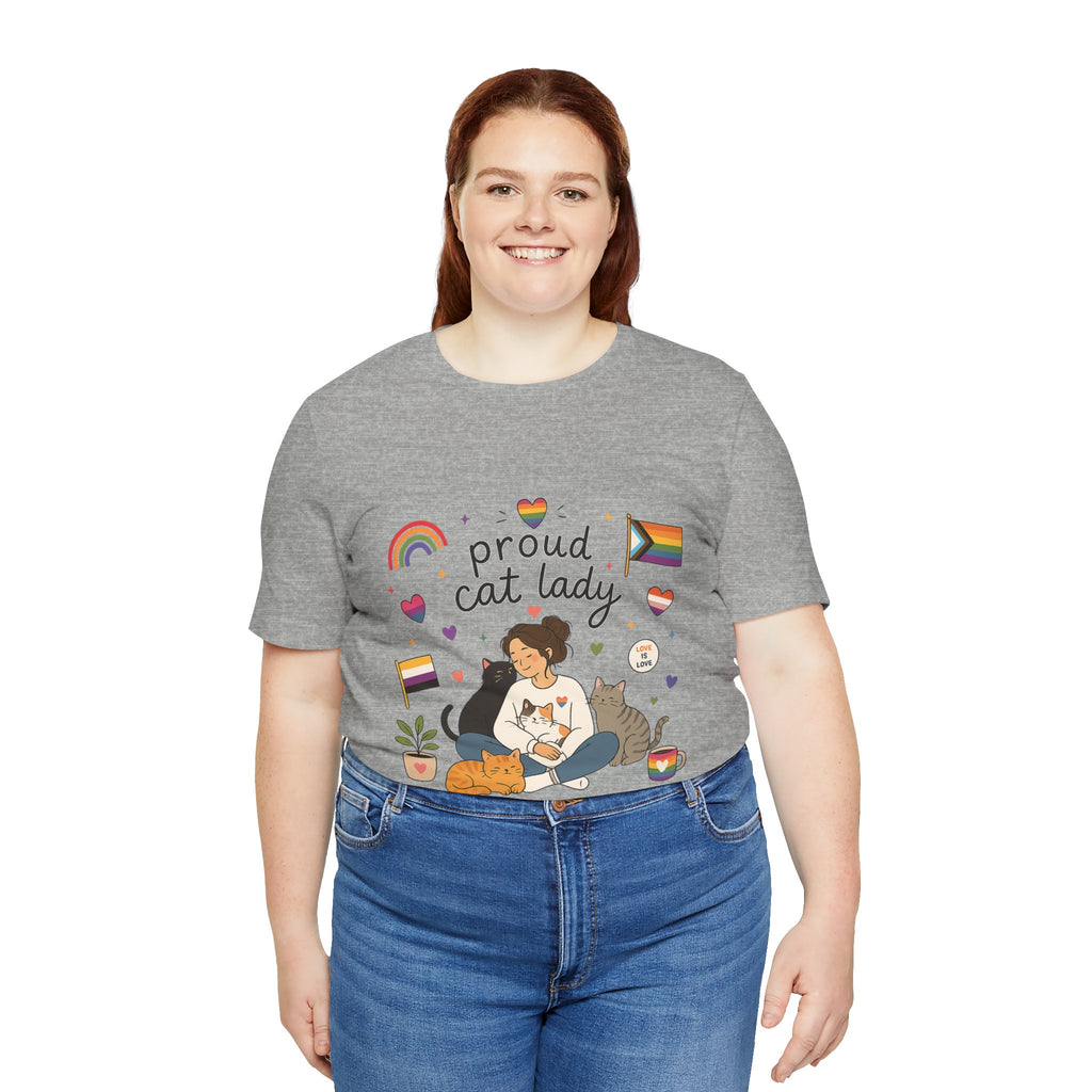 T-Shirt - Proud Cat Lady | LGBTQ+ Pride Cat Lover Shirt