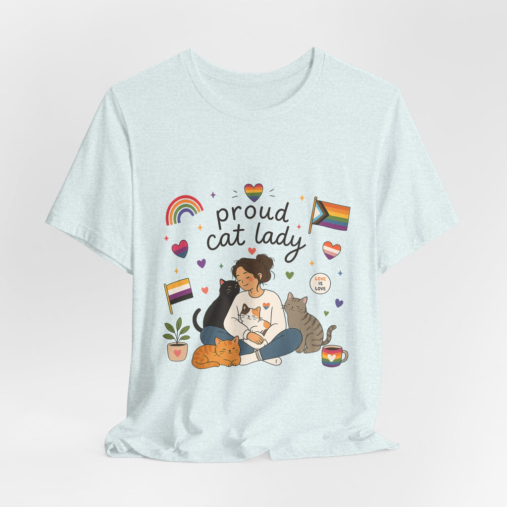 T-Shirt - Proud Cat Lady | LGBTQ+ Pride Cat Lover Shirt