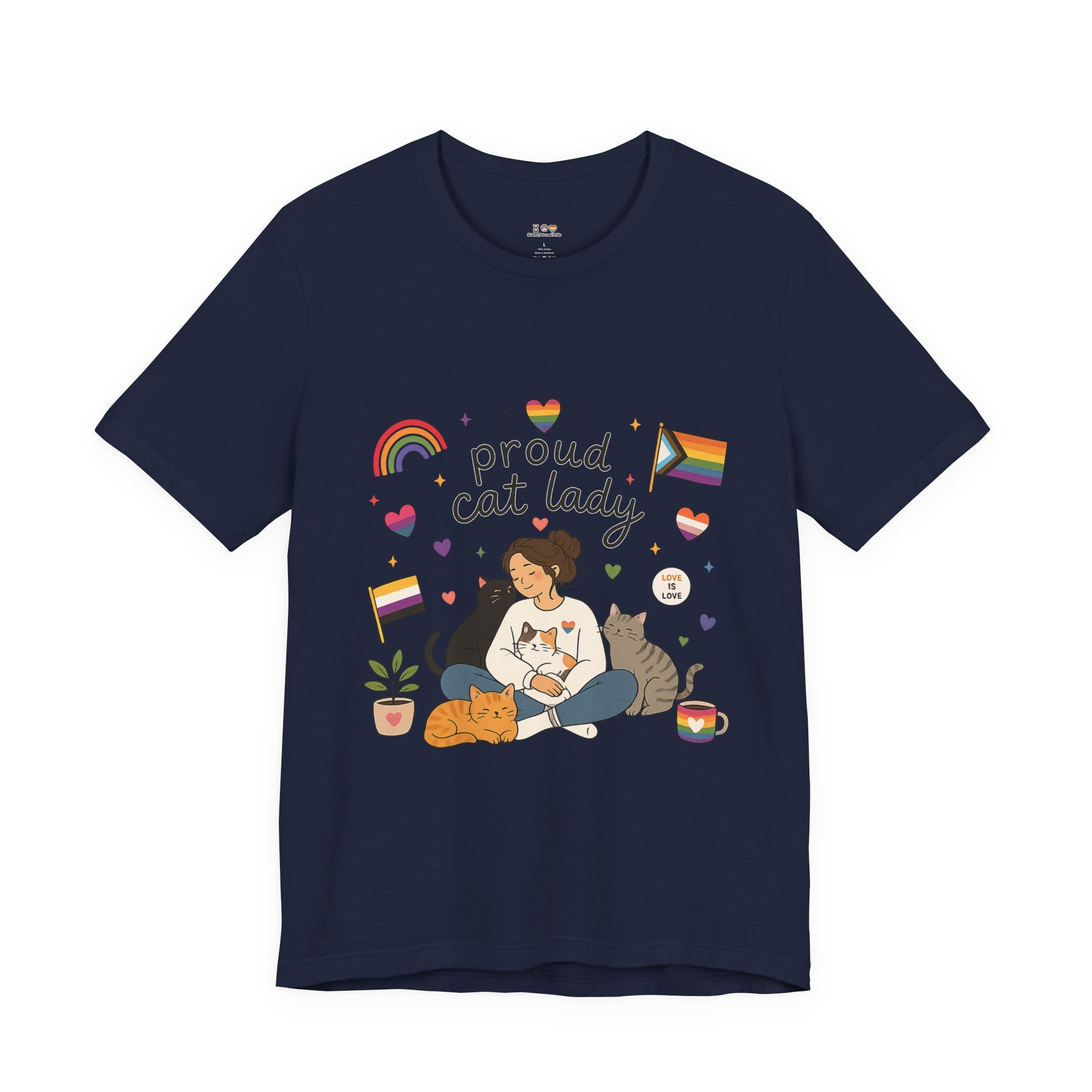 T-Shirt - Proud Cat Lady | LGBTQ+ Pride Cat Lover Shirt