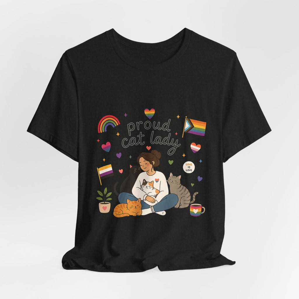 T-Shirt - Proud Cat Lady | LGBTQ+ Pride Cat Lover Shirt