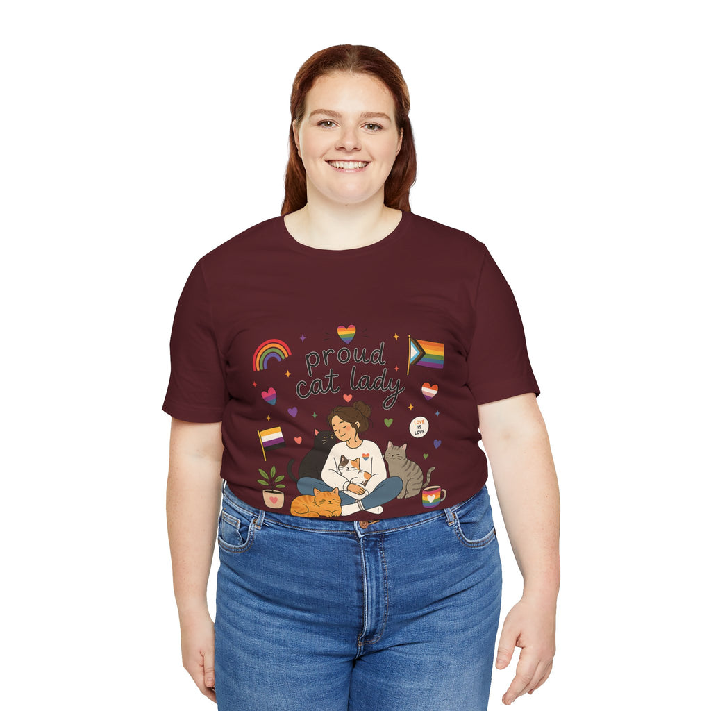 T-Shirt - Proud Cat Lady | LGBTQ+ Pride Cat Lover Shirt