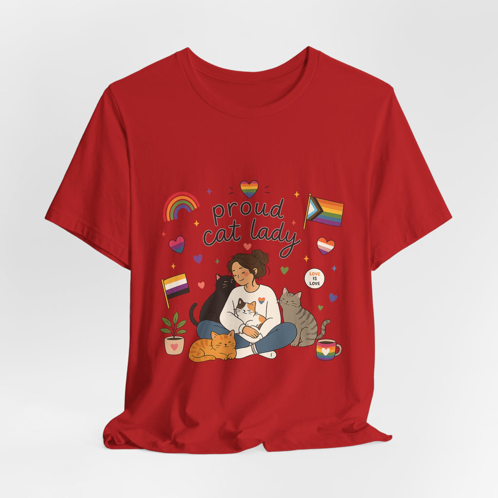 T-Shirt - Proud Cat Lady | LGBTQ+ Pride Cat Lover Shirt