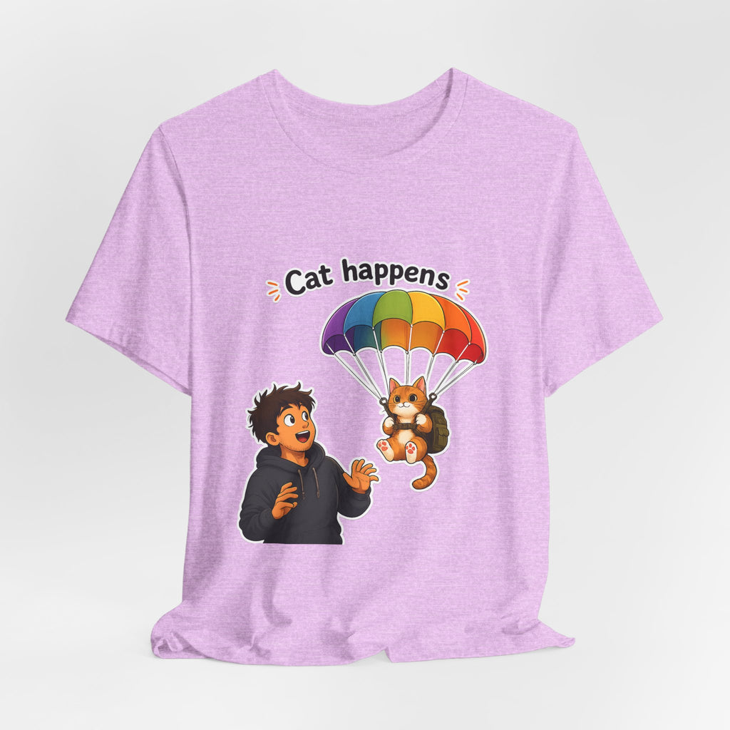 T‑Shirt - Cat Happens | Funny Parachuting Cat Graphic Tee