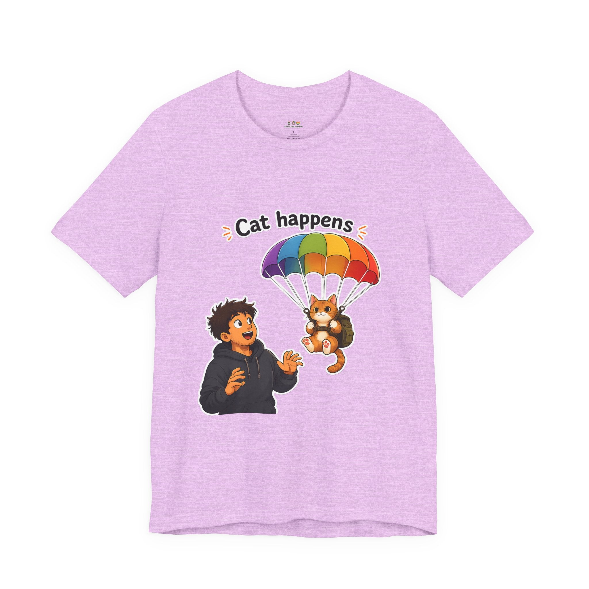 T‑Shirt - Cat Happens | Funny Parachuting Cat Graphic Tee