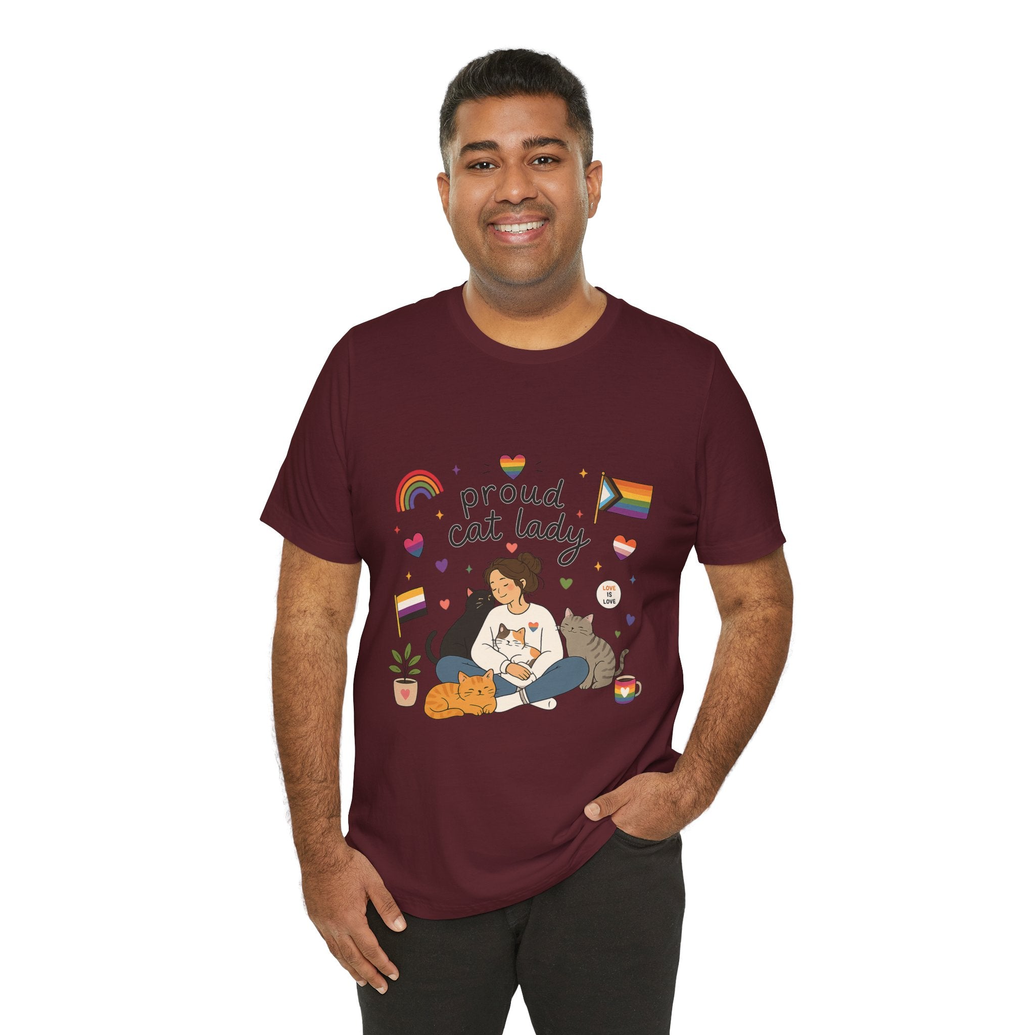 T-Shirt - Proud Cat Lady | LGBTQ+ Pride Cat Lover Shirt
