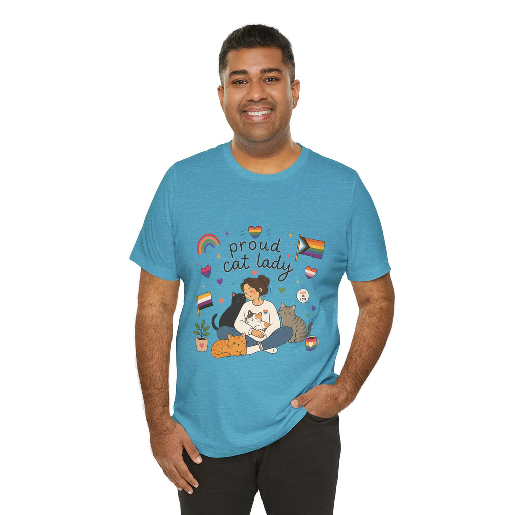 T-Shirt - Proud Cat Lady | LGBTQ+ Pride Cat Lover Shirt