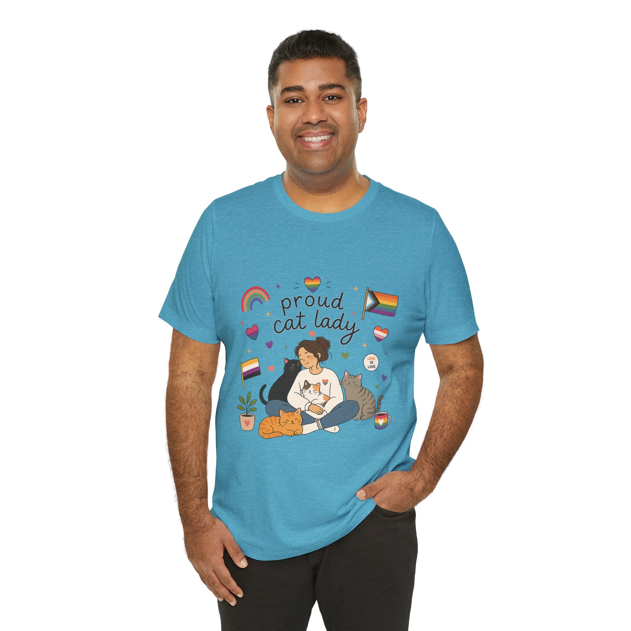 T-Shirt - Proud Cat Lady | LGBTQ+ Pride Cat Lover Shirt