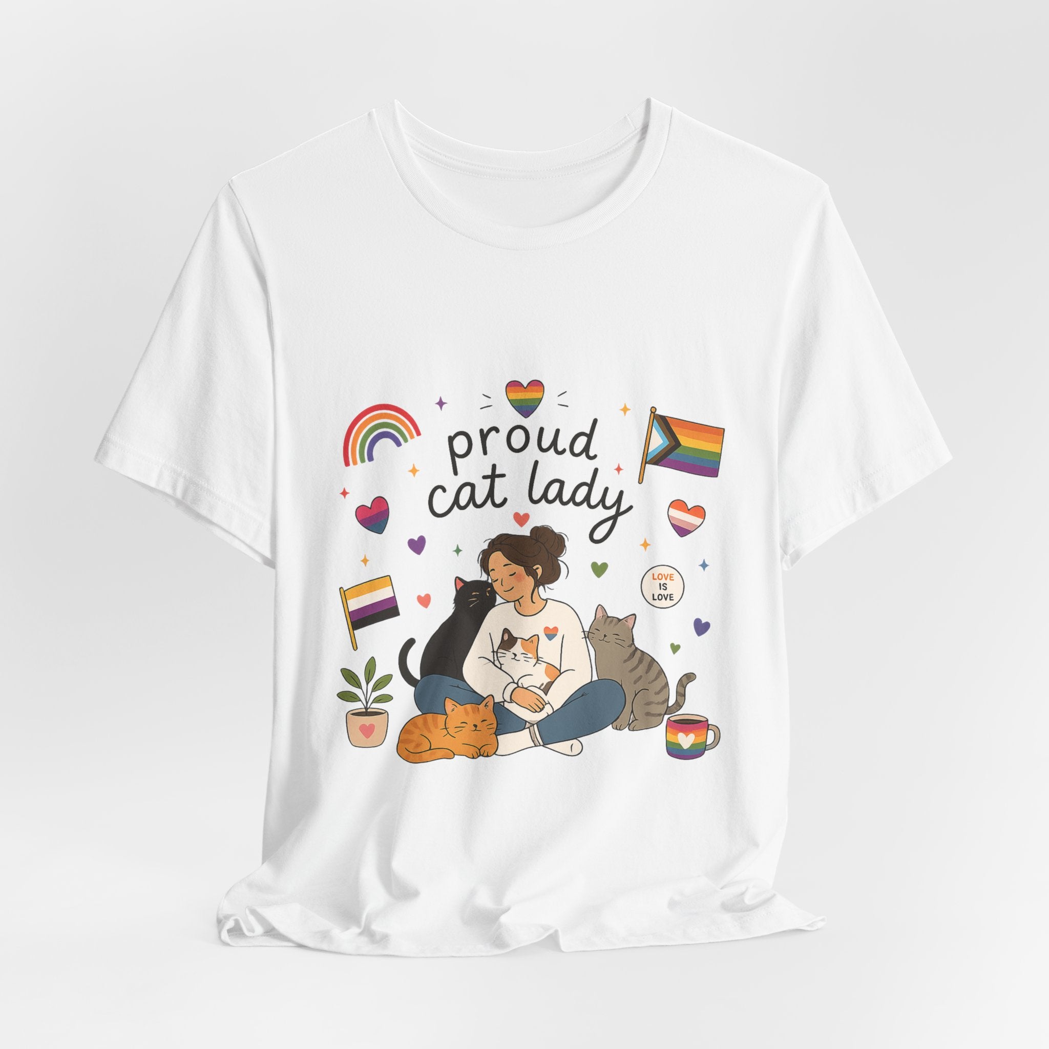 T-Shirt - Proud Cat Lady | LGBTQ+ Pride Cat Lover Shirt