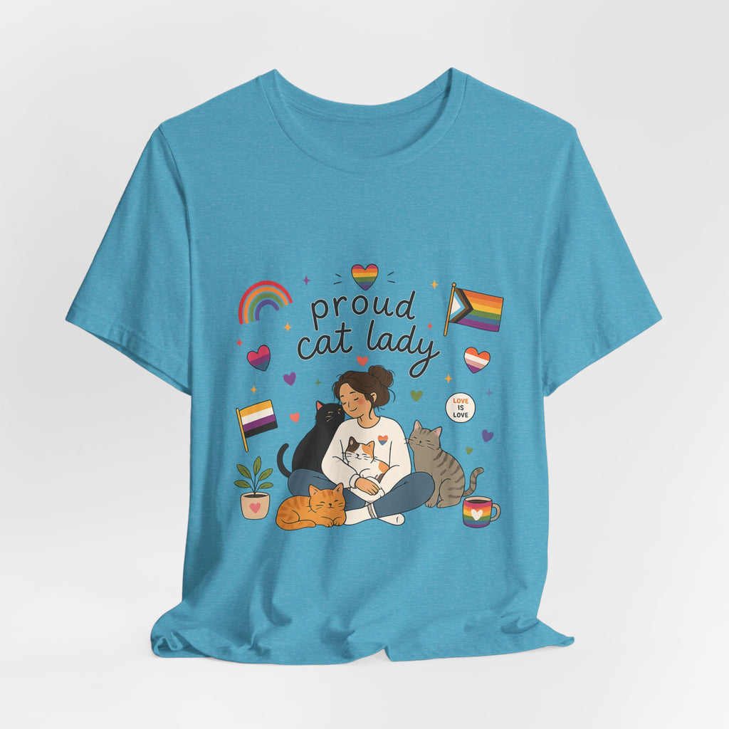 T-Shirt - Proud Cat Lady | LGBTQ+ Pride Cat Lover Shirt