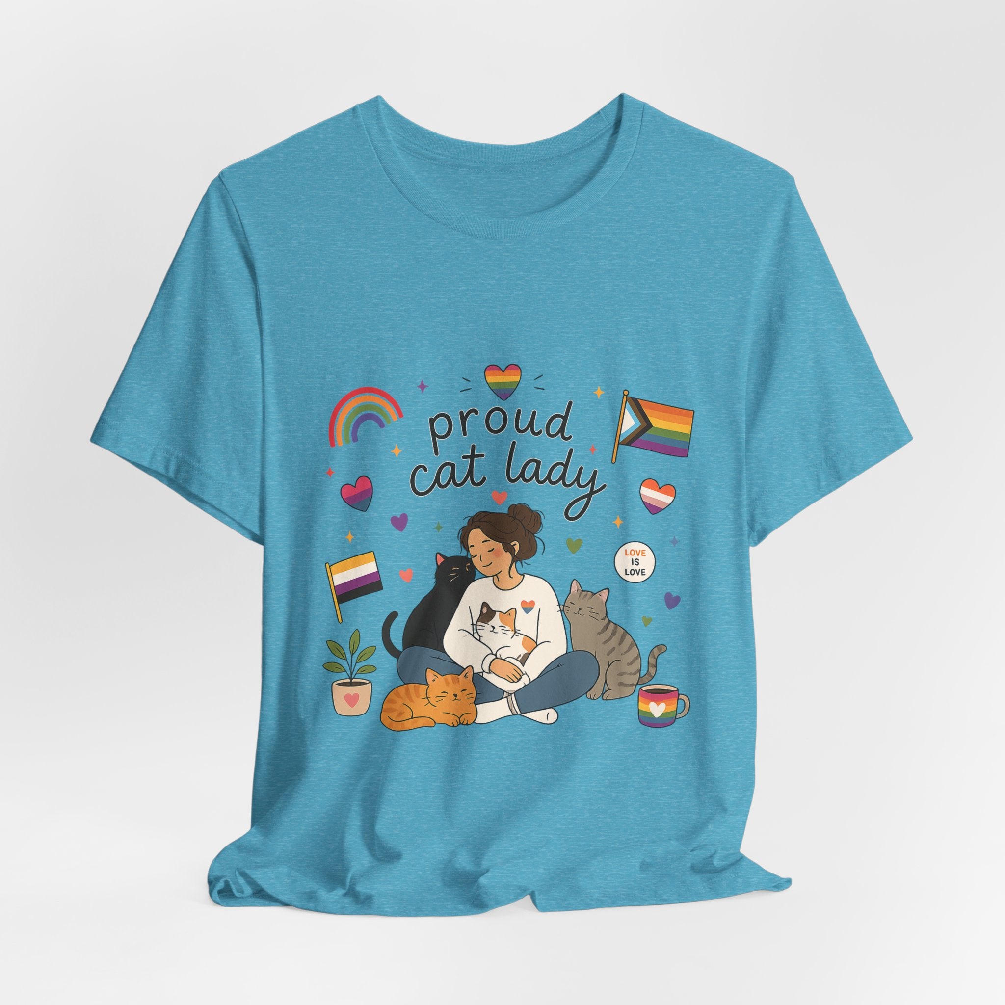 T-Shirt - Proud Cat Lady | LGBTQ+ Pride Cat Lover Shirt