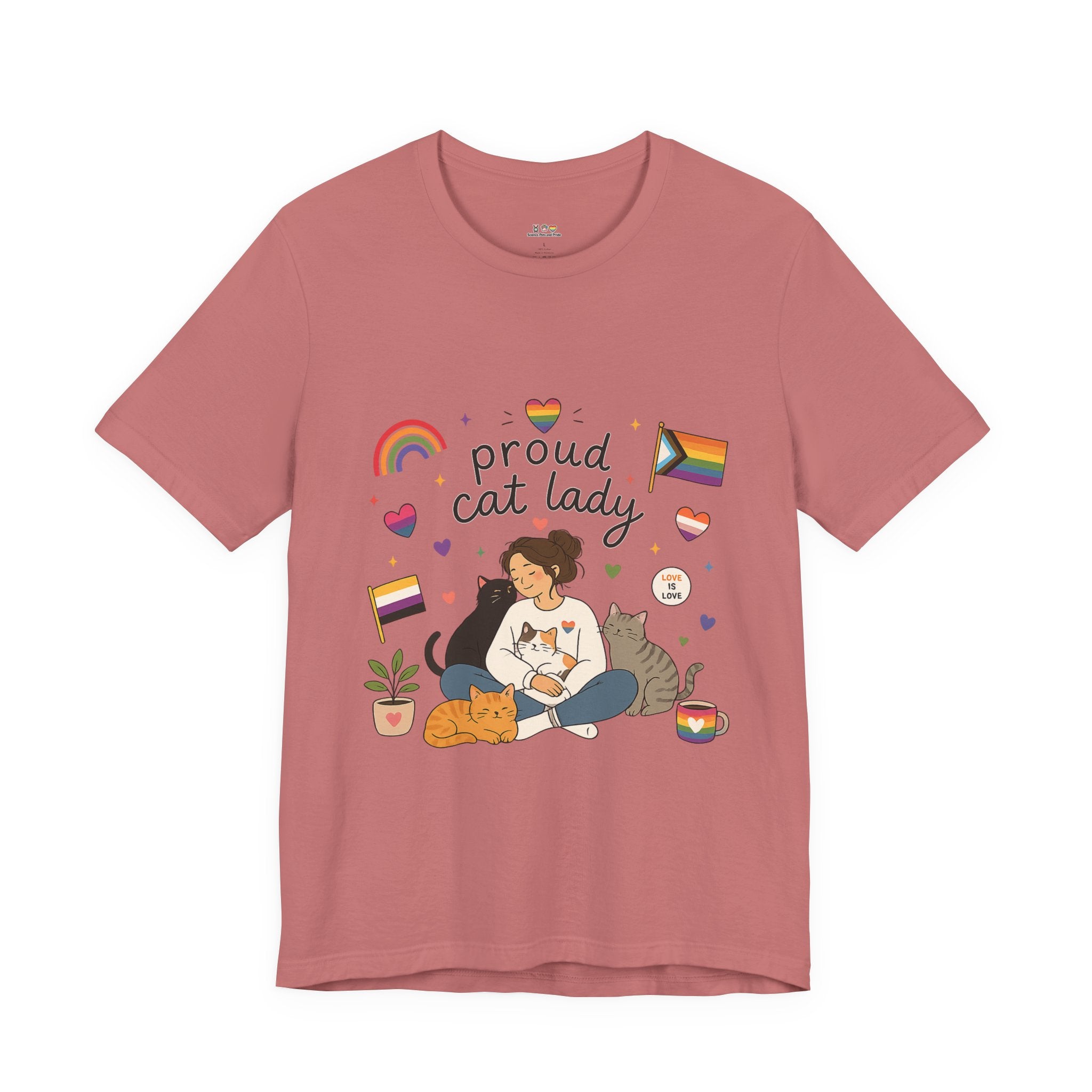 T-Shirt - Proud Cat Lady | LGBTQ+ Pride Cat Lover Shirt