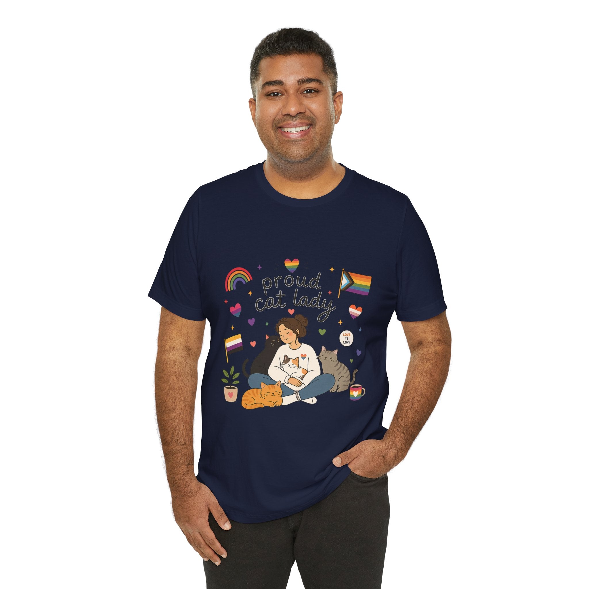 T-Shirt - Proud Cat Lady | LGBTQ+ Pride Cat Lover Shirt