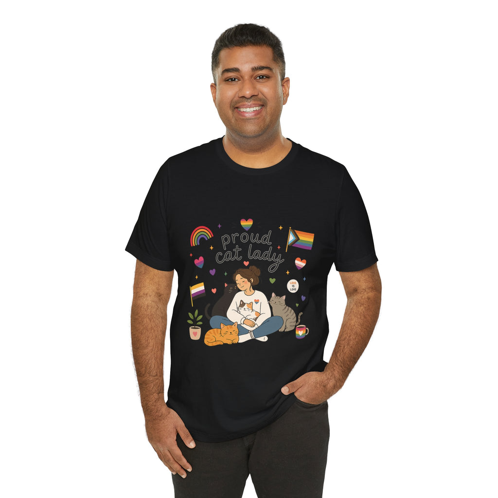 T-Shirt - Proud Cat Lady | LGBTQ+ Pride Cat Lover Shirt