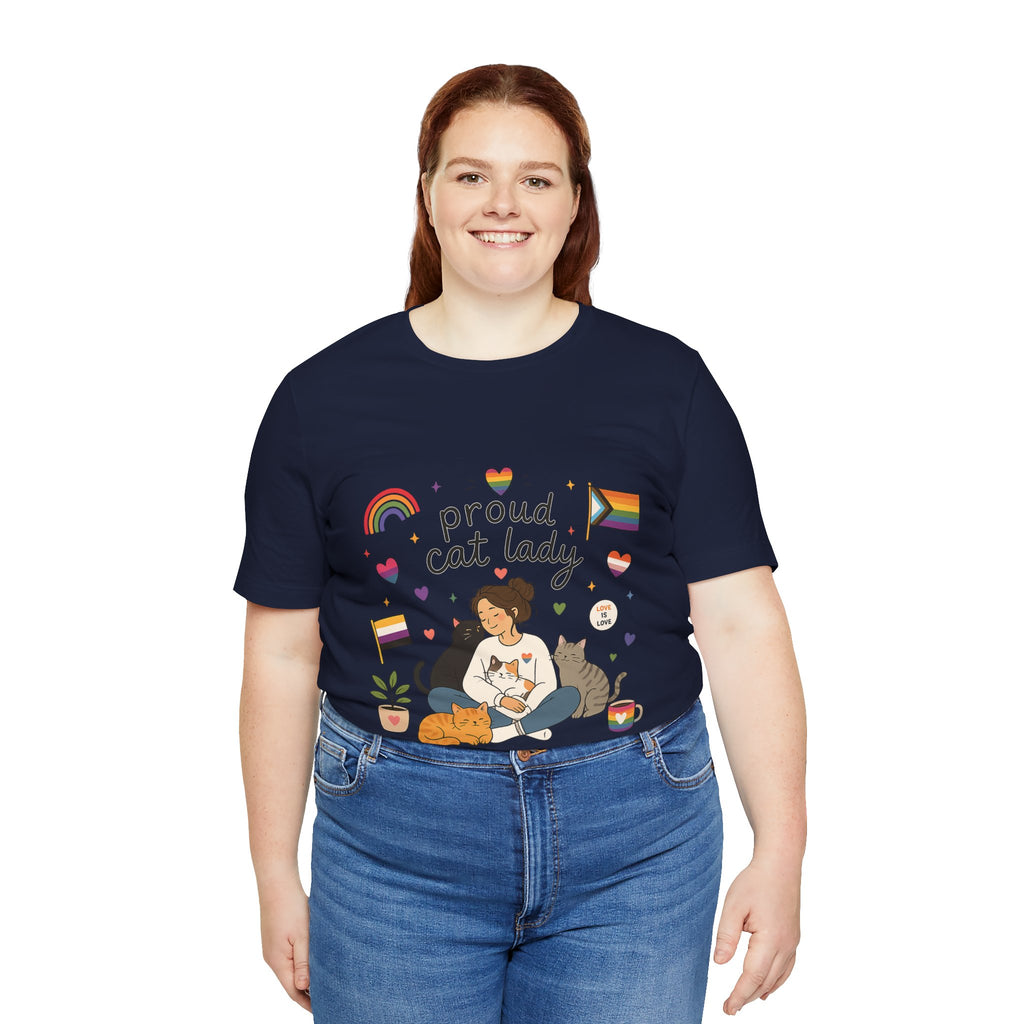 T-Shirt - Proud Cat Lady | LGBTQ+ Pride Cat Lover Shirt